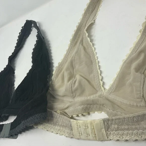 Intimately Free People Wireless Halter Lace Bra Tan and Black XS - Picture 5 of 7